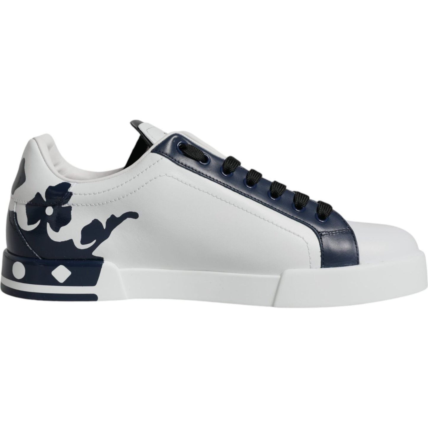 Dolce & Gabbana White Blue Leather Crown Milano Sneakers Shoes Dolce & Gabbana