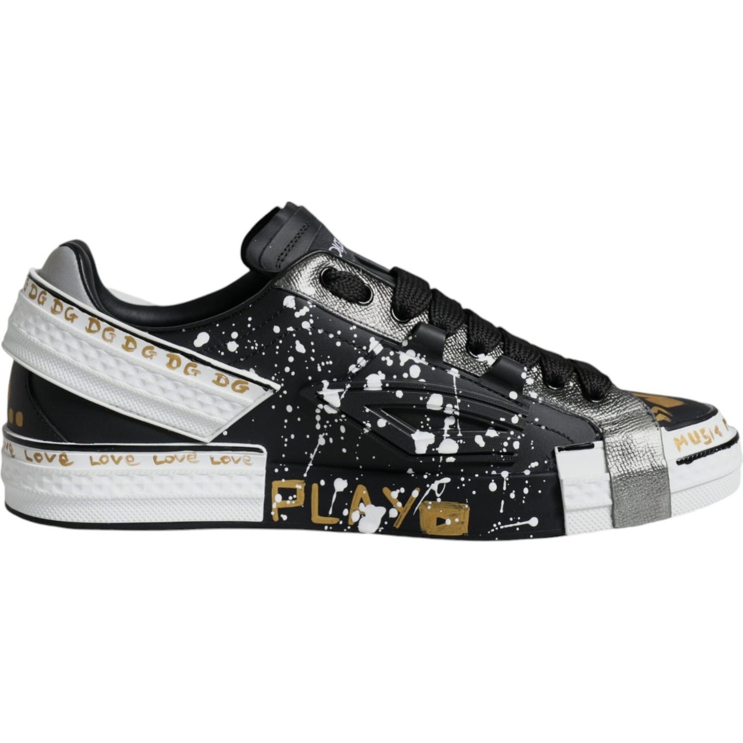 Dolce & Gabbana Black White Portofino Low Top Sneakers Shoes Dolce & Gabbana