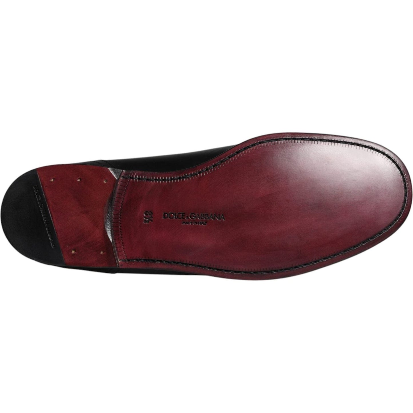 Dolce & Gabbana Black Leather Logo Slip On Loafers Shoes Dolce & Gabbana