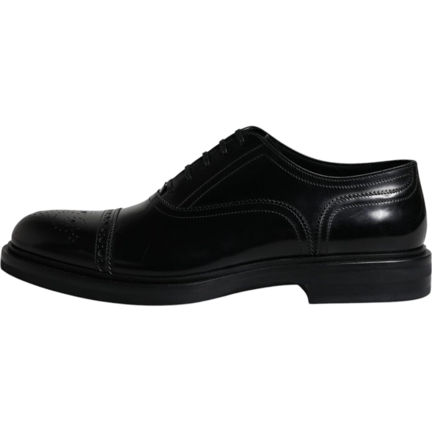 Dolce & Gabbana Black Leather Oxford Wingtip Men Formal Shoes Dolce & Gabbana