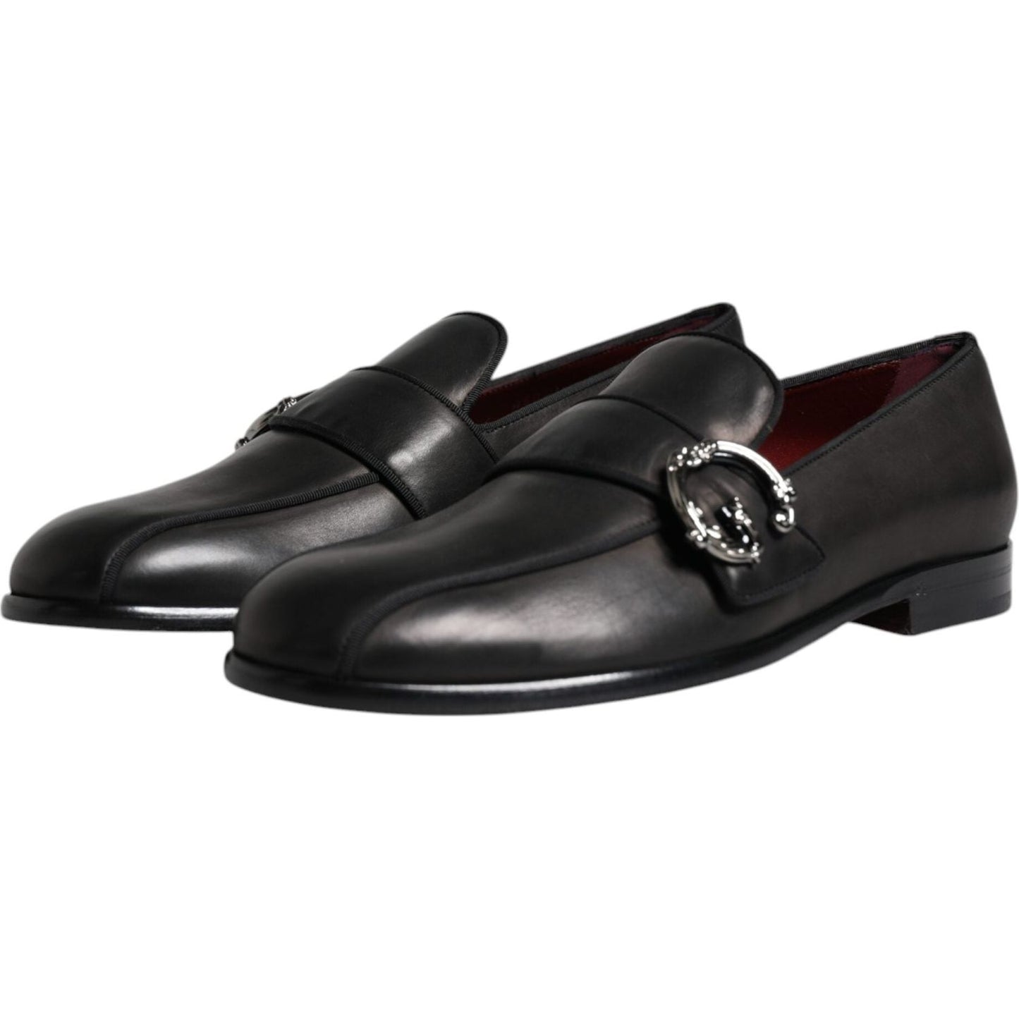 Dolce & Gabbana Black Leather Logo Slip On Men Loafers Shoes Dolce & Gabbana