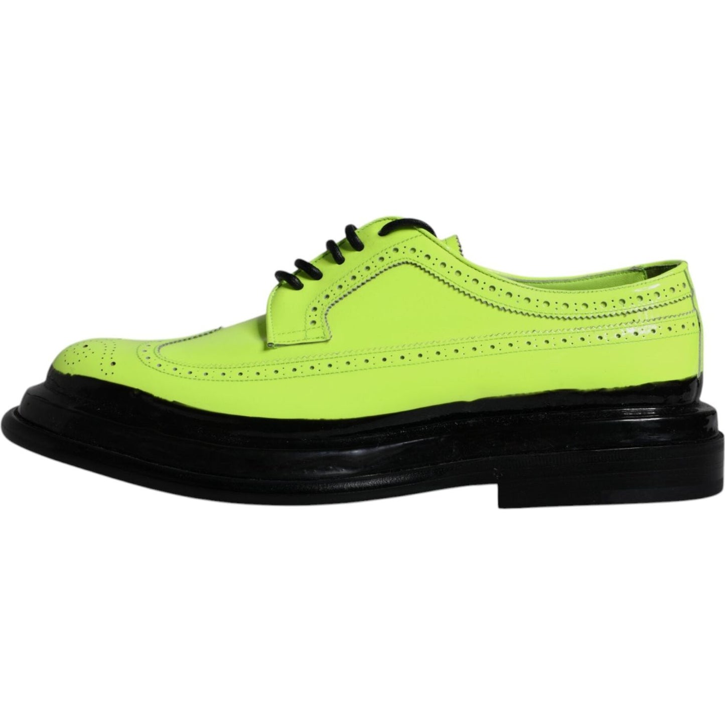 Dolce & Gabbana Neon Green Leather Lace Up Derby Dress Shoes Dolce & Gabbana