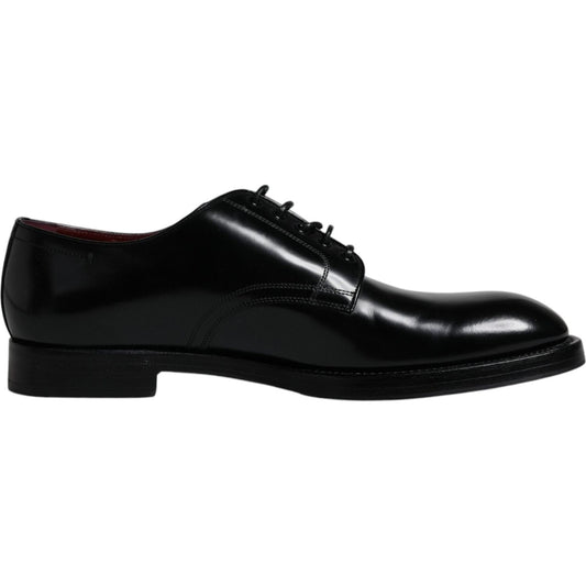 Dolce & Gabbana Black Leather Lace Up Men Derby Formal Shoes