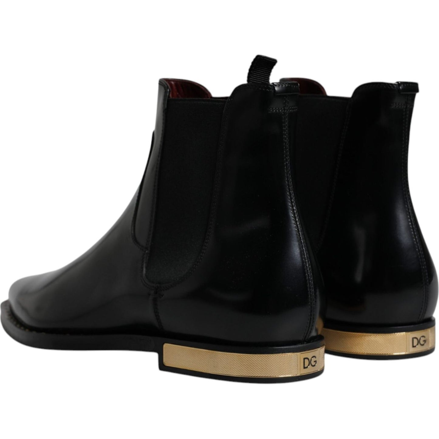 Dolce & Gabbana Black Leather Chelsea Ankle Boots Shoes Dolce & Gabbana