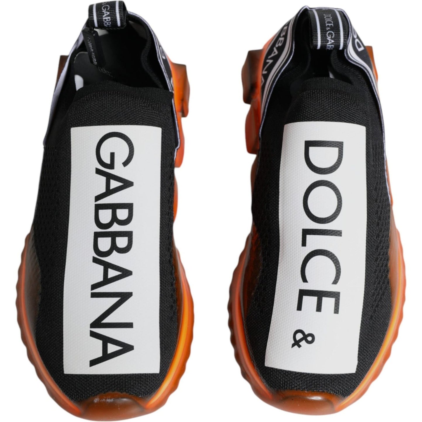 Dolce & Gabbana Black Orange Sorrento Slip On Sneakers Shoes Dolce & Gabbana