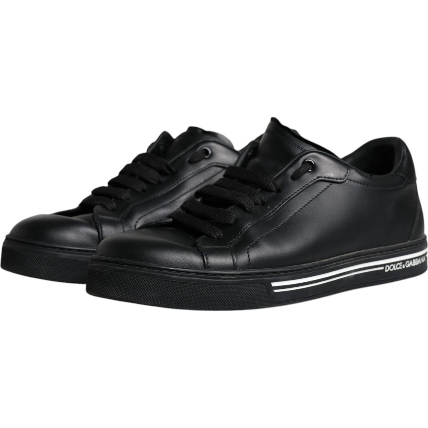 Dolce & Gabbana Black Leather Low Top Sneakers Shoes Dolce & Gabbana