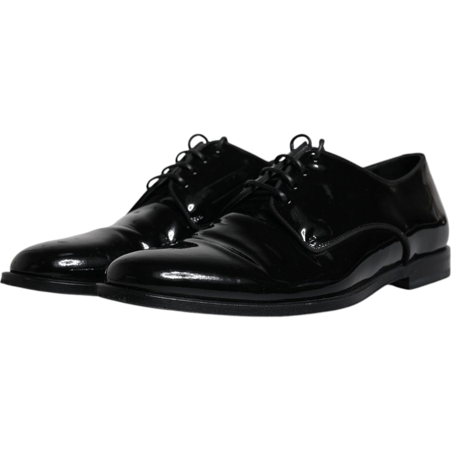 Dolce & Gabbana Black Leather Lace Up Men Derby Formal Shoes Dolce & Gabbana