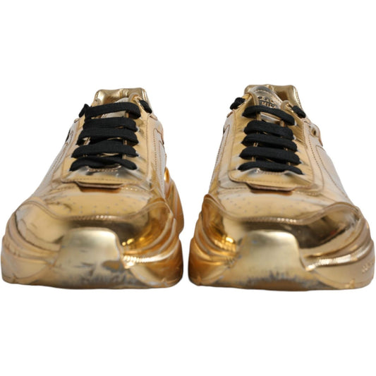 Dolce & Gabbana Gold Leather Daymaster Low Top Sneakers Shoes