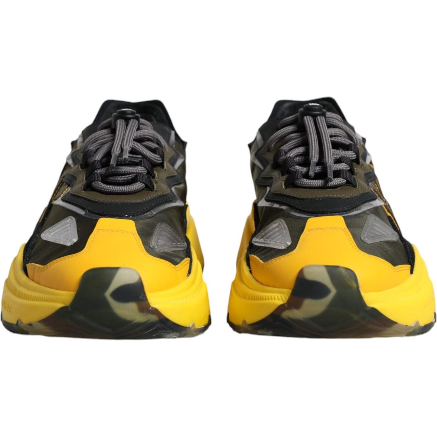 Dolce & Gabbana Black Yellow Leather Daymaster Sneakers Shoes Dolce & Gabbana