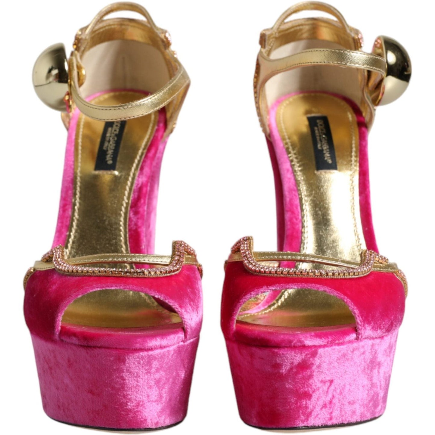 Dolce & Gabbana Pink Velvet Platform Ankle Strap Heel Sandals Shoes Dolce & Gabbana