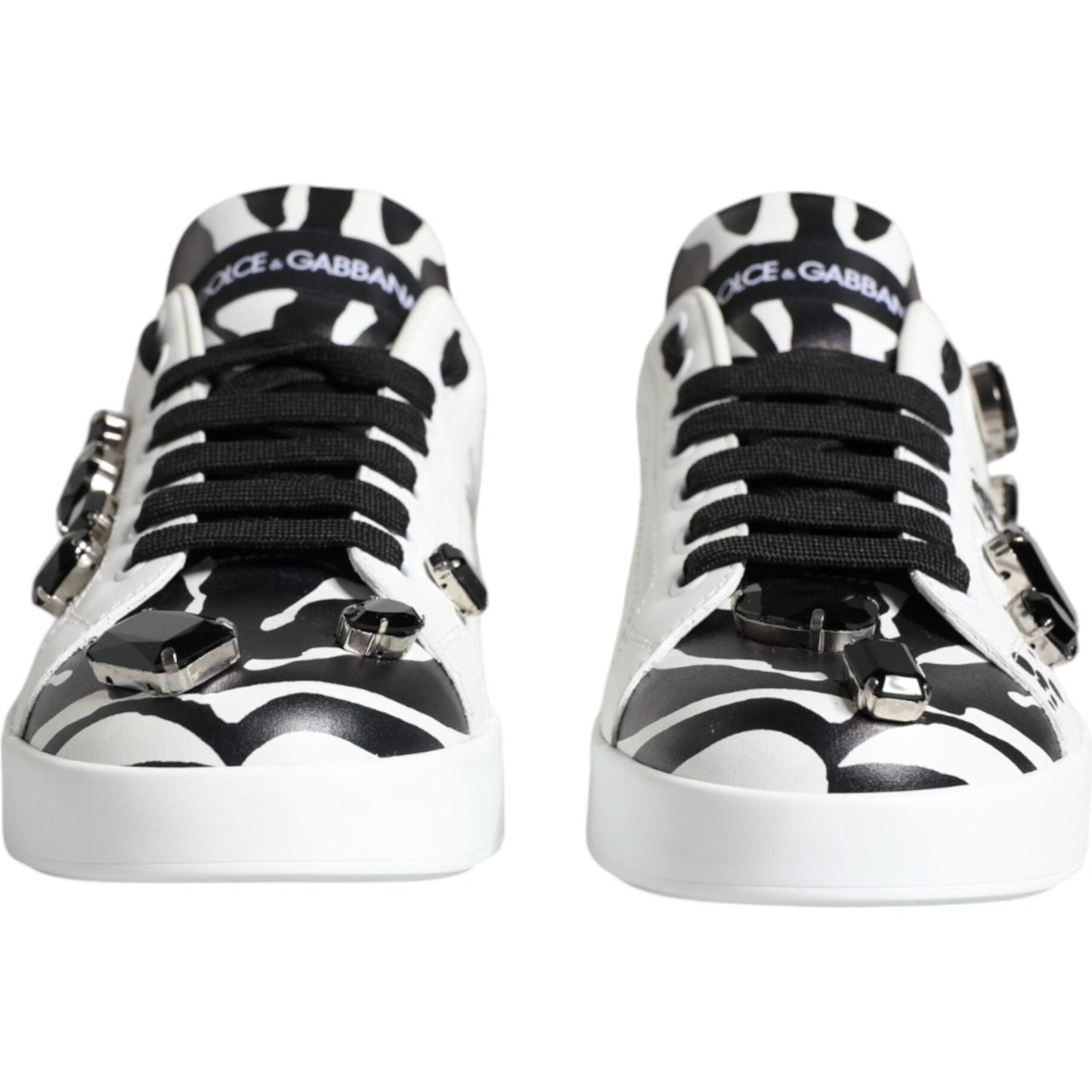 Dolce & Gabbana White Crystal Portofino Low Top Sneaker Shoes Dolce & Gabbana