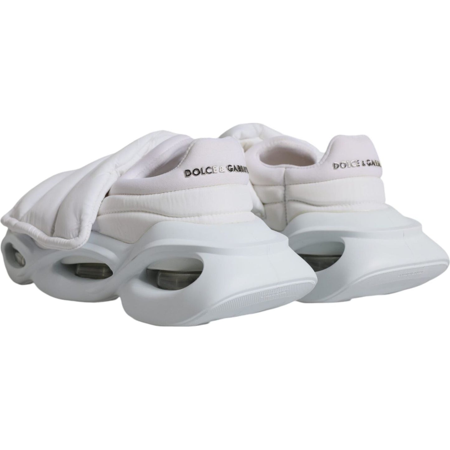 Dolce & Gabbana White Padded Fabric Low Top Sneakers Shoes Dolce & Gabbana