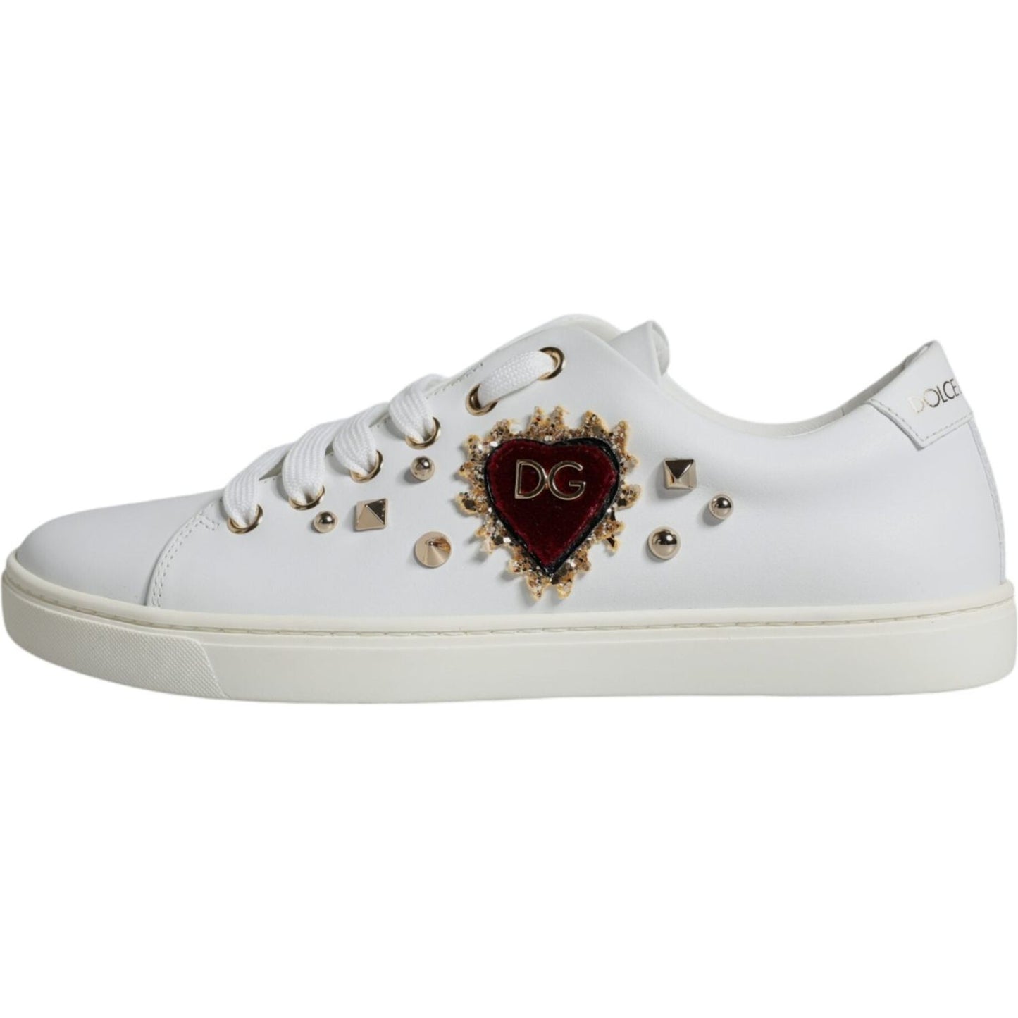 Dolce & Gabbana White Portofino Sacred Heart Sneakers Shoes Dolce & Gabbana