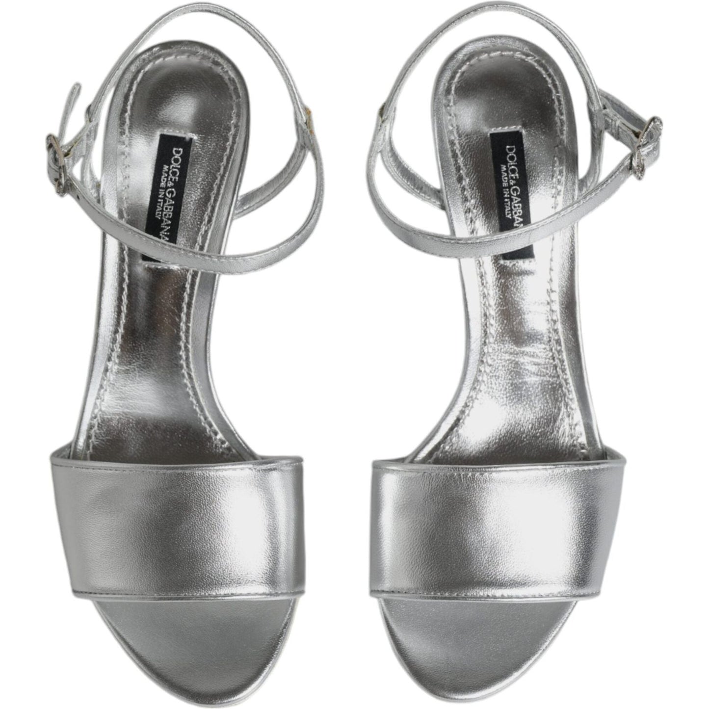 Dolce & Gabbana Silver KEIRA Heels Ankle Strap Sandals Shoes Dolce & Gabbana