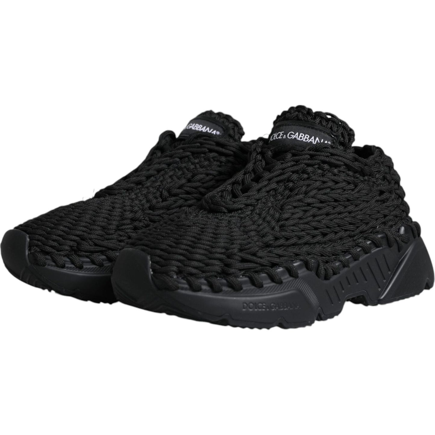 Dolce & Gabbana Black Knitted Daymaster Sneakers Shoes Dolce & Gabbana