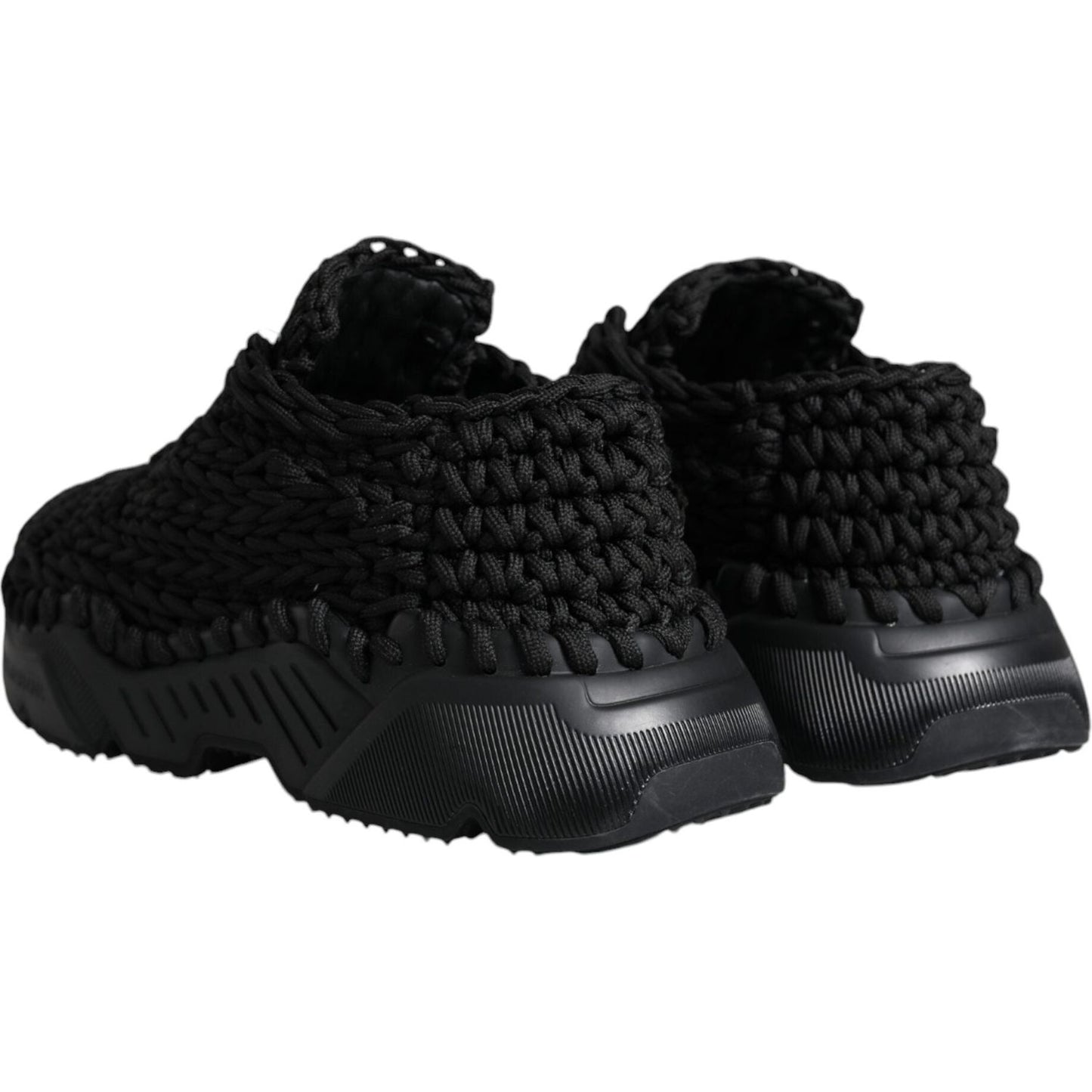 Dolce & Gabbana Black Knitted Daymaster Sneakers Shoes Dolce & Gabbana