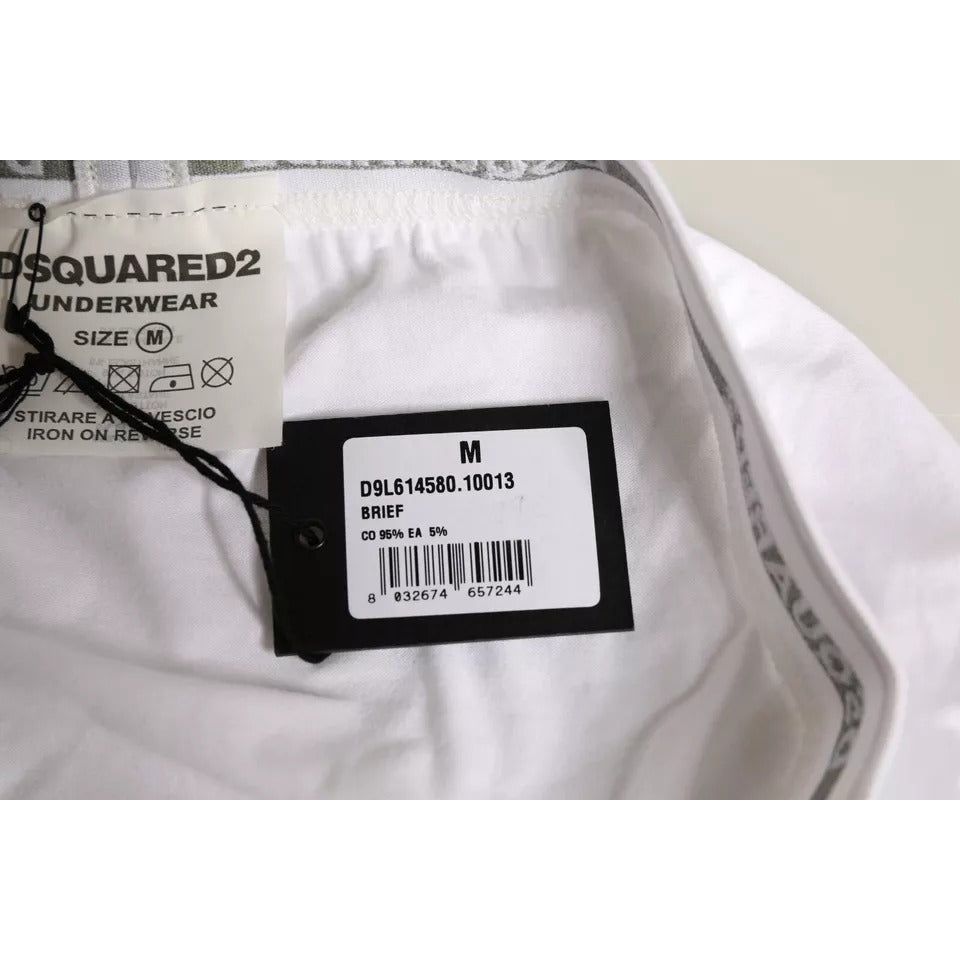 Dsquared² White Cotton Stretch Women Mid Waist Panty Underwear Dsquared²