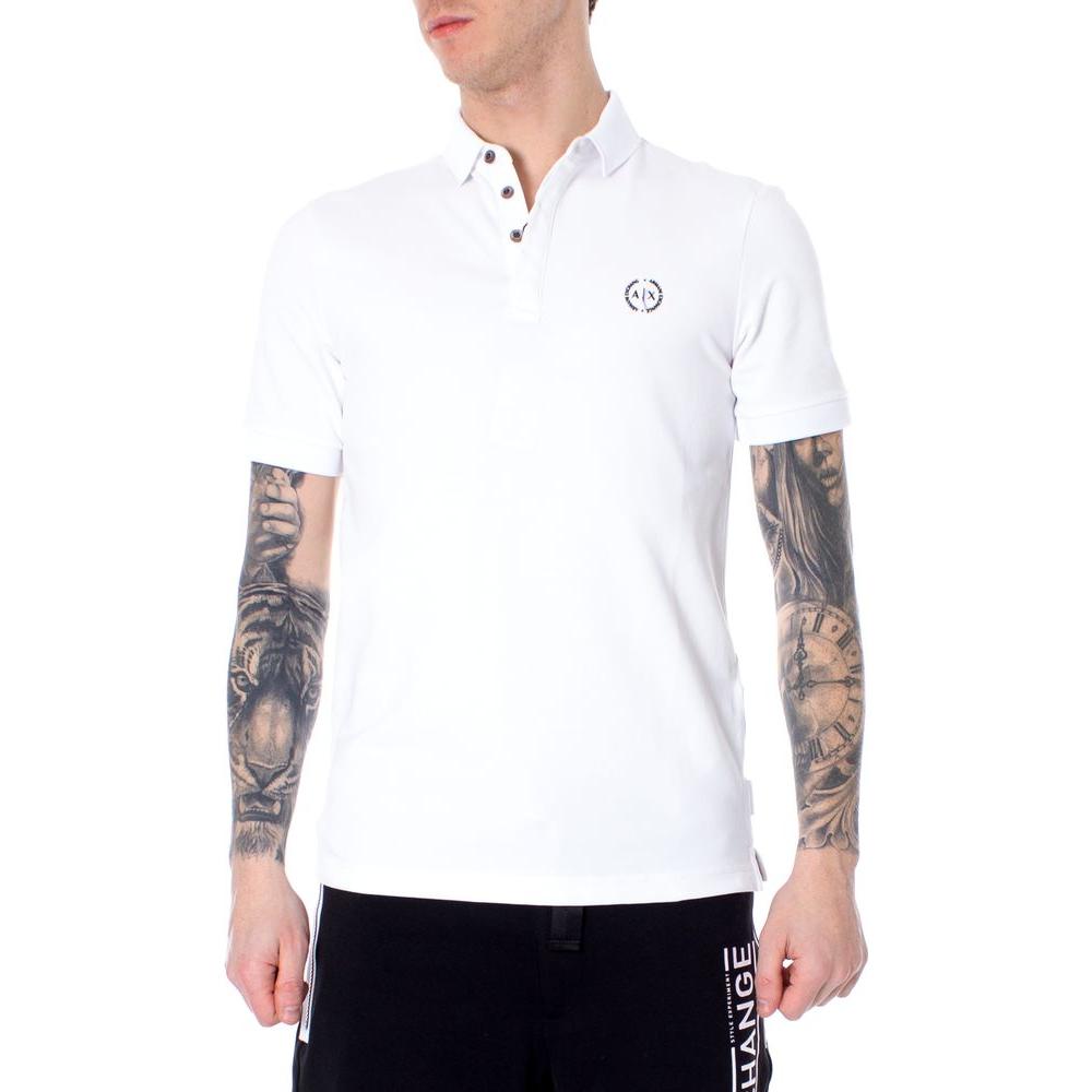 Armani Exchange White Cotton Polo Shirt Armani Exchange