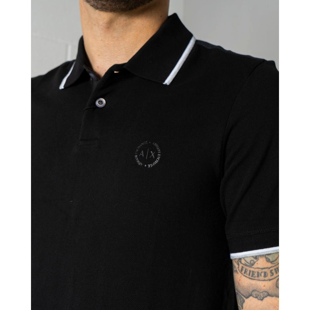 Armani Exchange Black Cotton Polo Shirt Armani Exchange