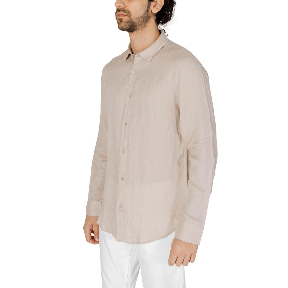 Armani Exchange Beige Linen Shirt Armani Exchange