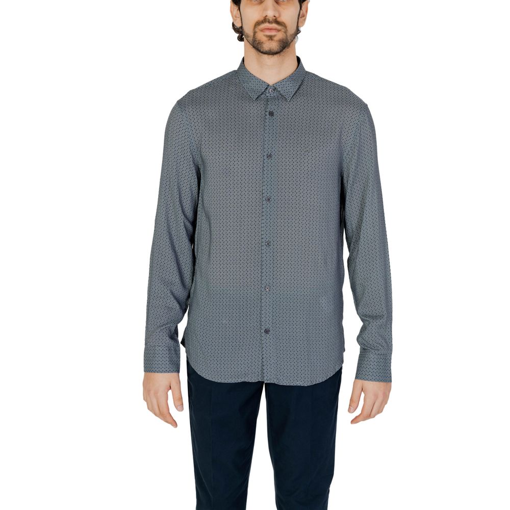 Armani Exchange Gray Viscose Shirt Armani Exchange