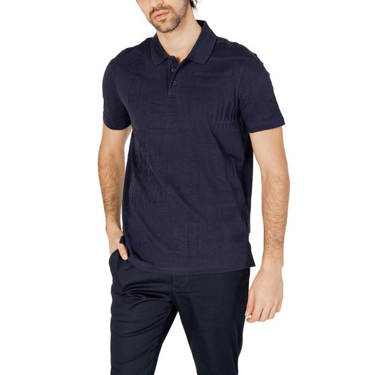 Armani Exchange Blue Cotton Polo Shirt