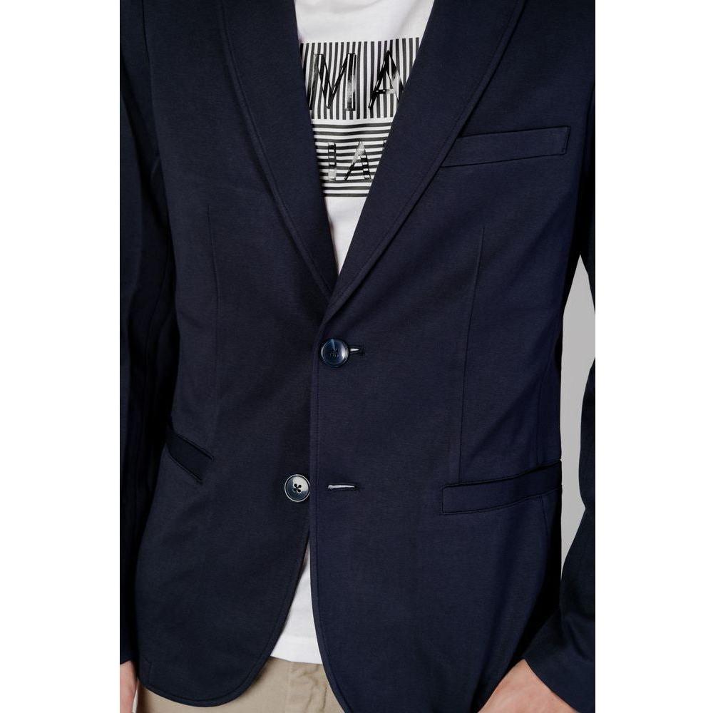 Armani Exchange Blue Viscose Blazer Armani Exchange