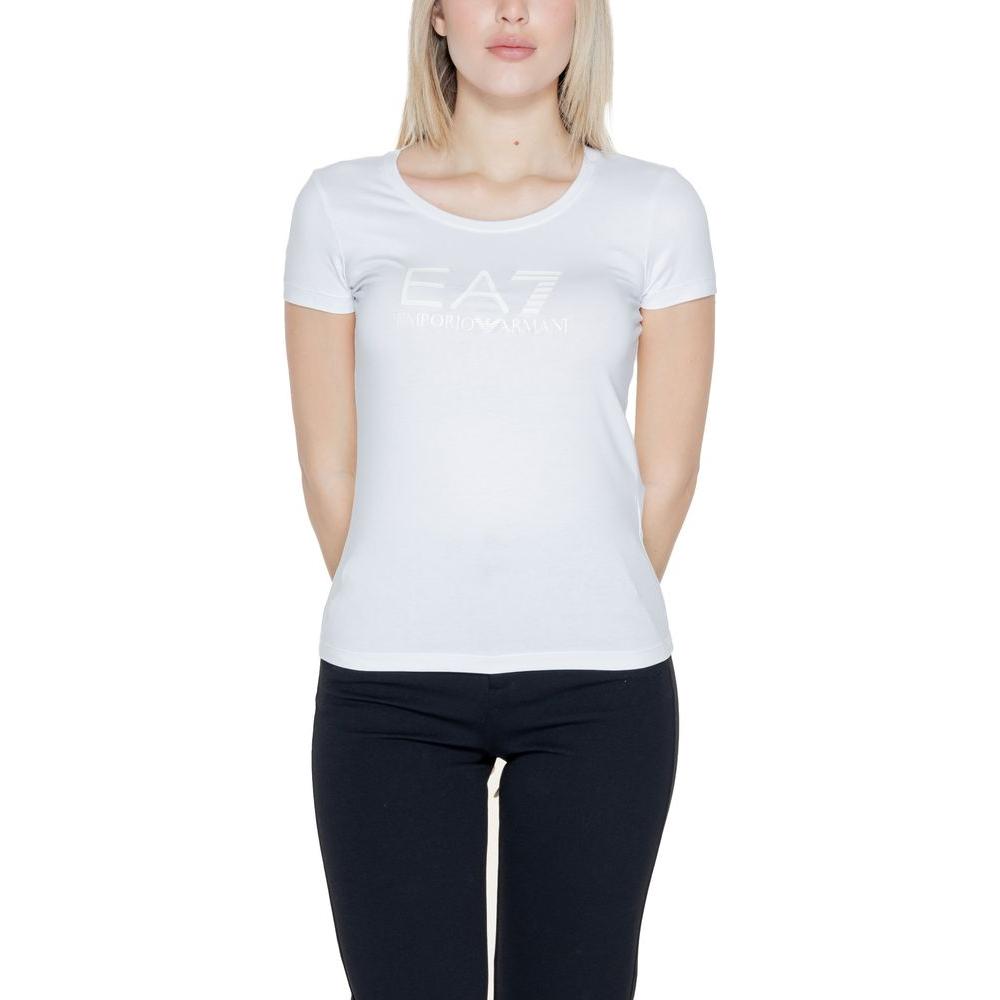 EA7 Emporio Armani Cream Cotton Tops & T-Shirt EA7 Emporio Armani