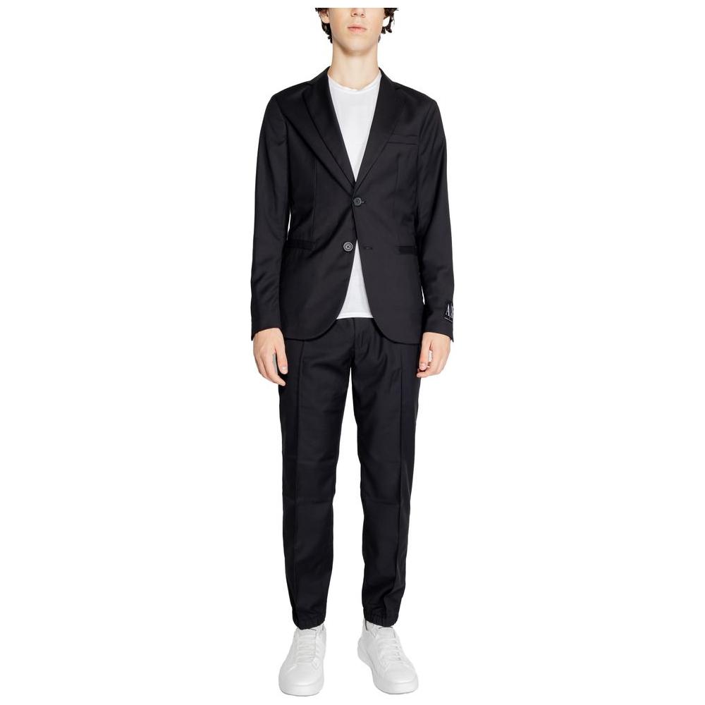 Armani Exchange Black Polyester Blazer Armani Exchange