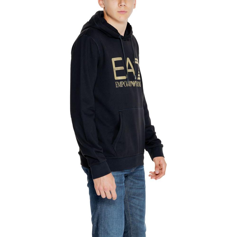 EA7 Emporio Armani Black Cotton Sweater EA7 Emporio Armani