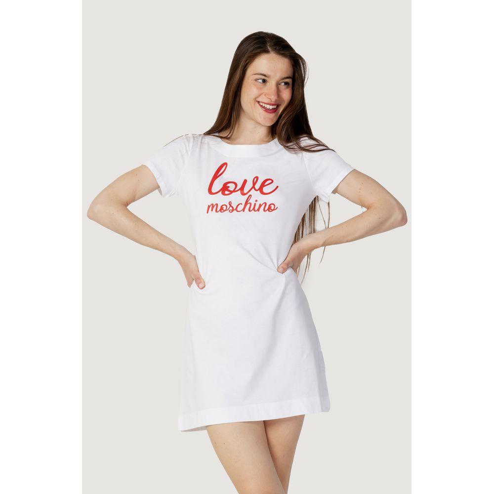 Love Moschino White Cotton Dress Love Moschino