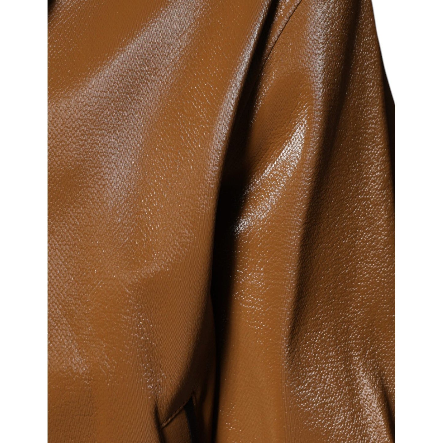 Dolce & Gabbana Brown Leather Full Zip Men Bomber Jacket