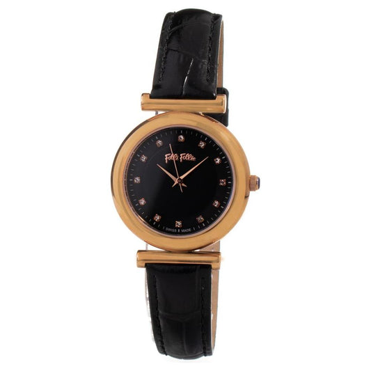 Folli Follie Black Leather Watch Folli Follie