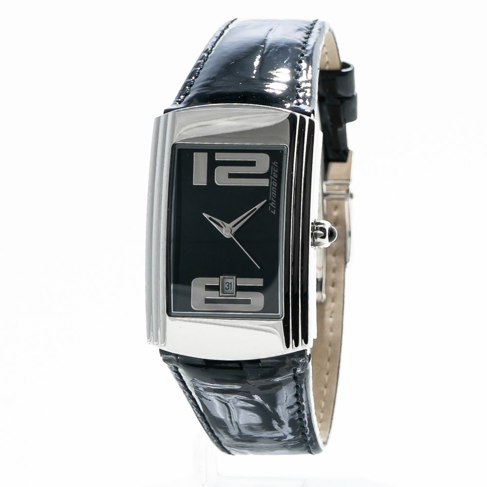 Chronotech Black Leather Dress Watch