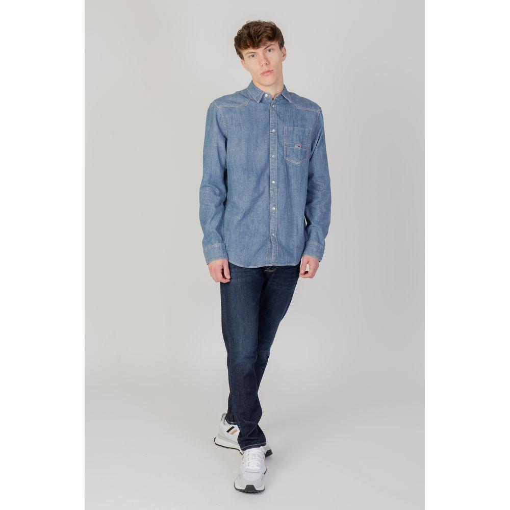 Tommy Hilfiger Jeans Blue Cotton Shirt Tommy Hilfiger Jeans