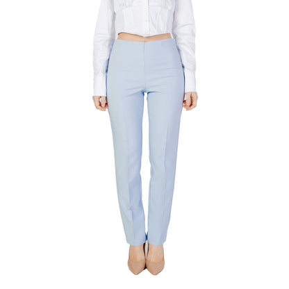 Sandro Ferrone Blue Polyester Dress Pants