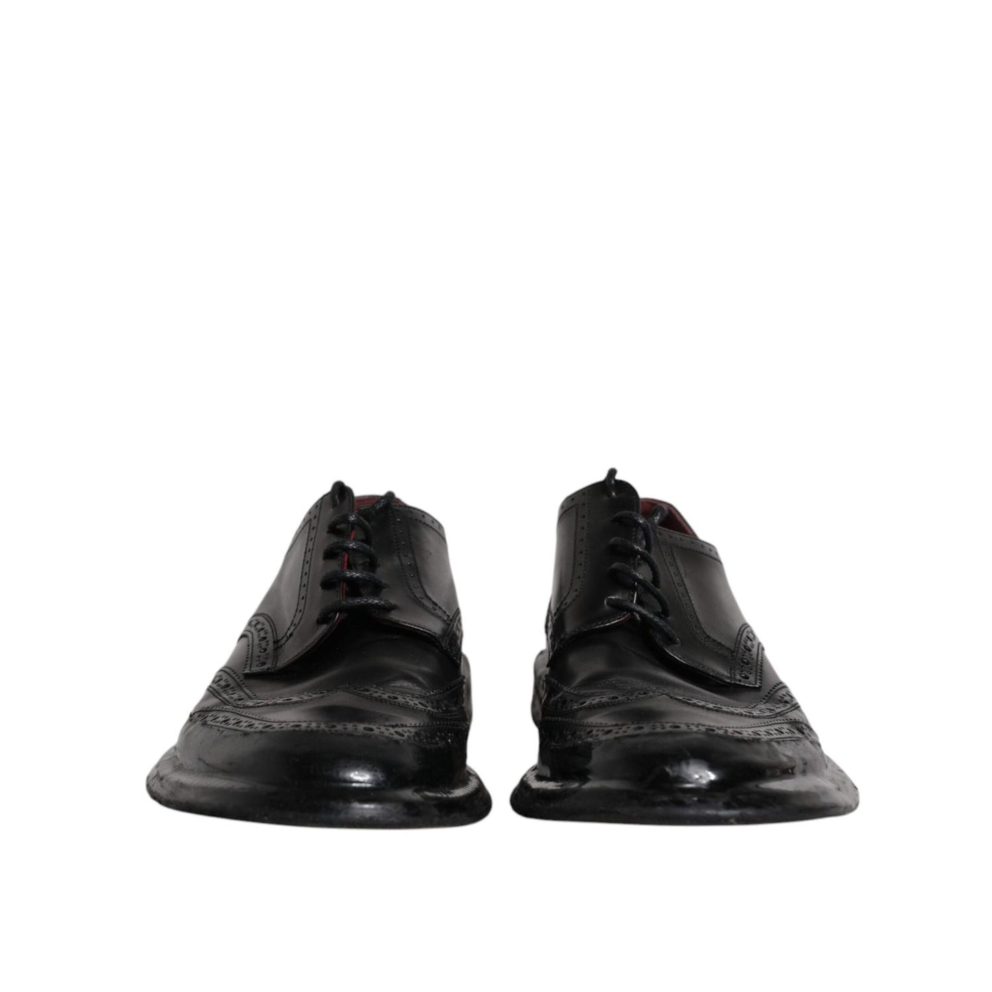 Dolce & Gabbana Black Leather Derby Wingtip Formal Shoes