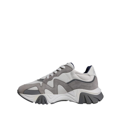 Versace Grey Leather Neoprene Chunky Low Top Squalo Sneakers Shoes