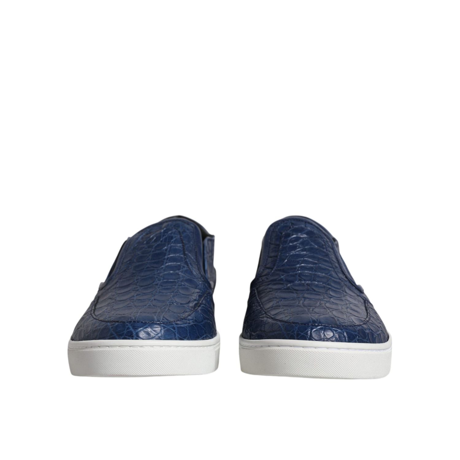 Dolce & Gabbana Blue Croc Exotic Leather Men Sneakers Shoes