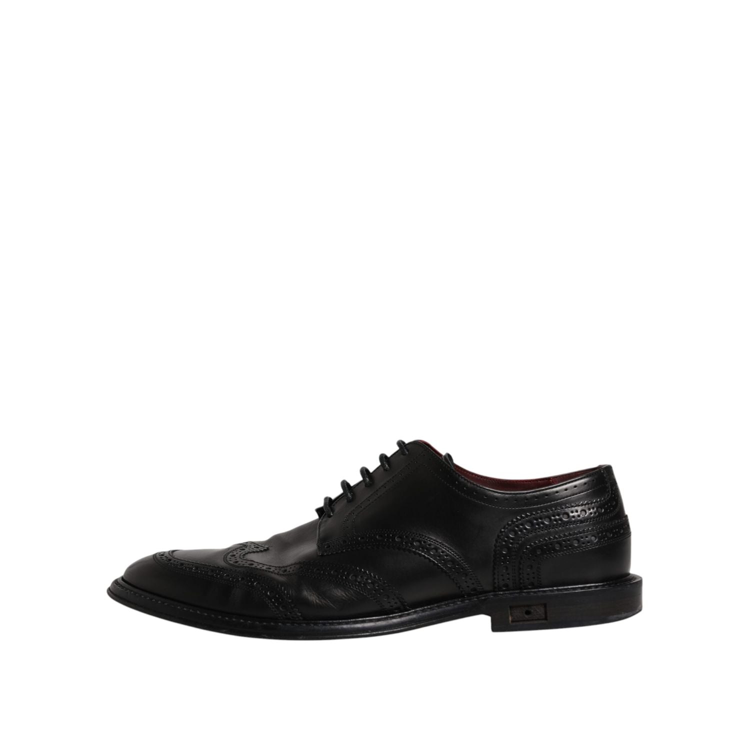 Dolce & Gabbana Black Leather Derby Wingtip Formal Shoes
