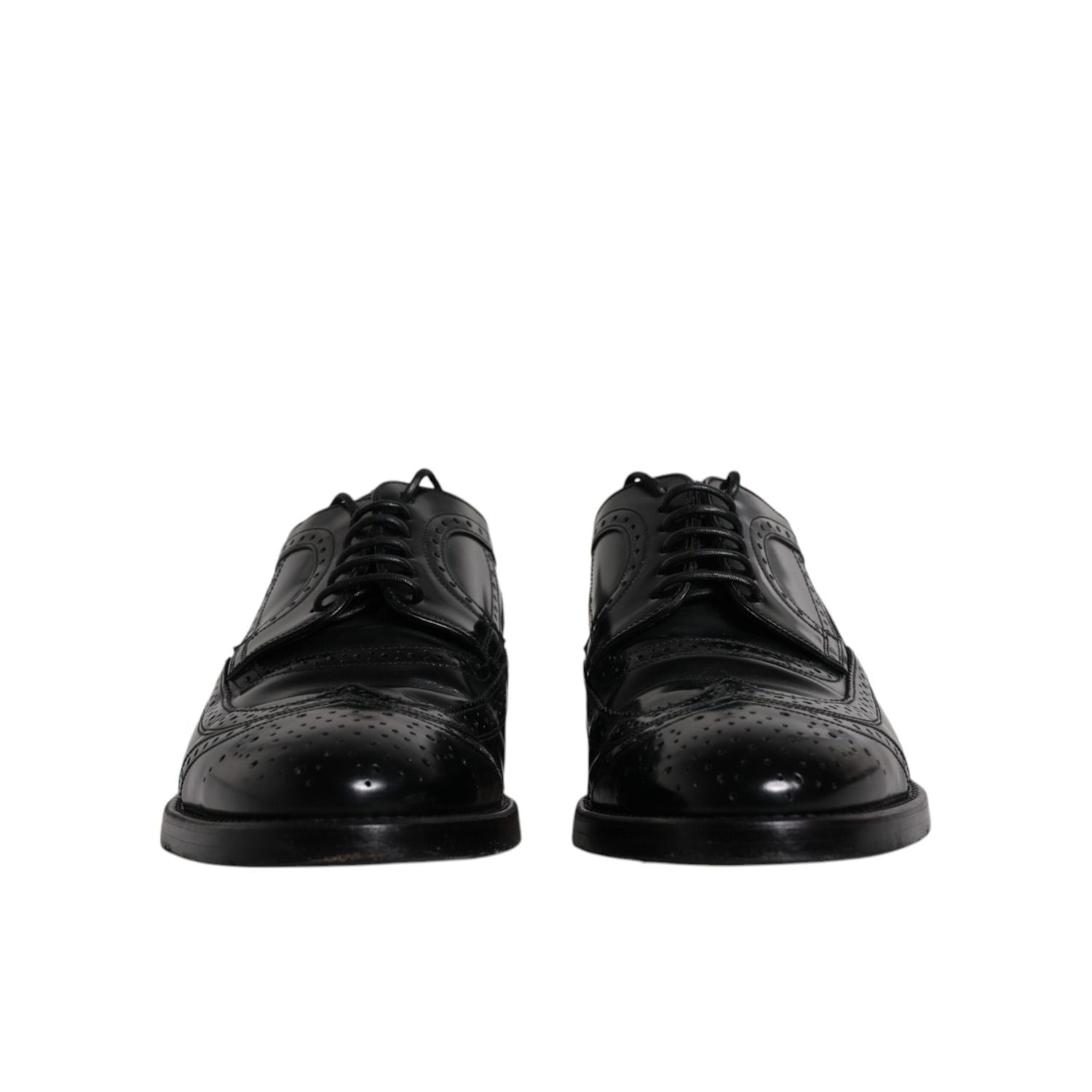 Dolce & Gabbana Black Leather Derby Wingtip Formal Shoes