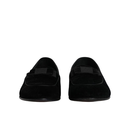 Dolce & Gabbana Black Velvet Loafers Formal Men Dress Shoes