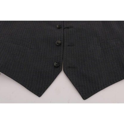 Dolce & Gabbana Gray STAFF Cotton Striped Vest