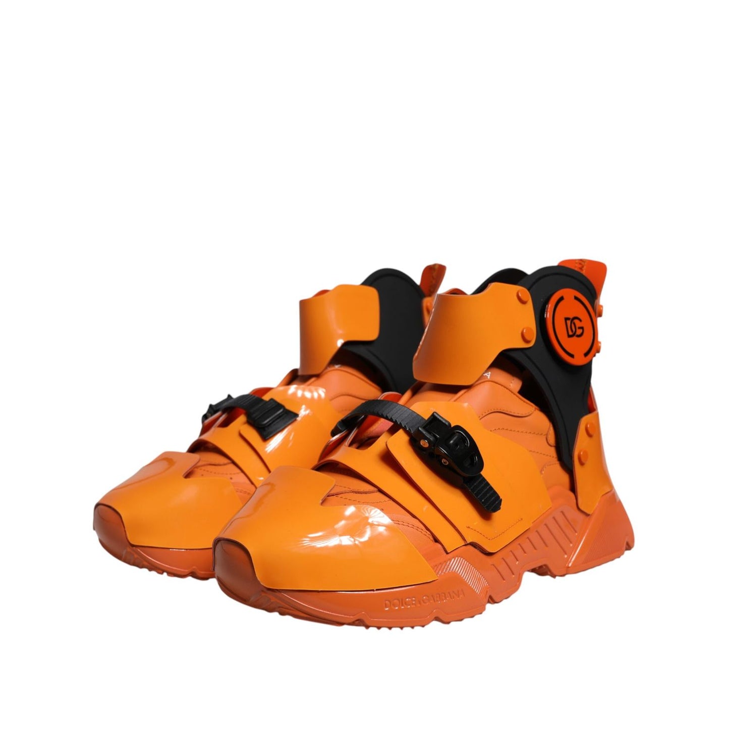 Dolce & Gabbana Orange Multi Panel Chunky High Top Sneakers Shoes