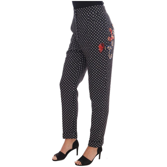 Dolce & Gabbana Elegant Polka Dot Embellished Trousers Jeans & Pants Dolce & Gabbana