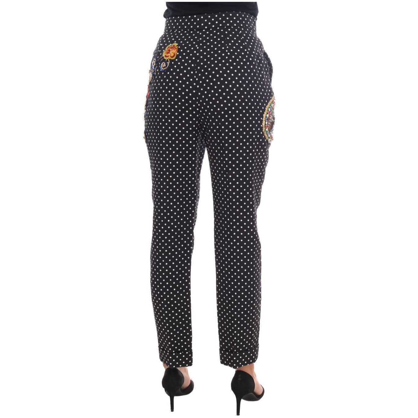 Dolce & Gabbana Elegant Polka Dot Embellished Trousers Jeans & Pants Dolce & Gabbana