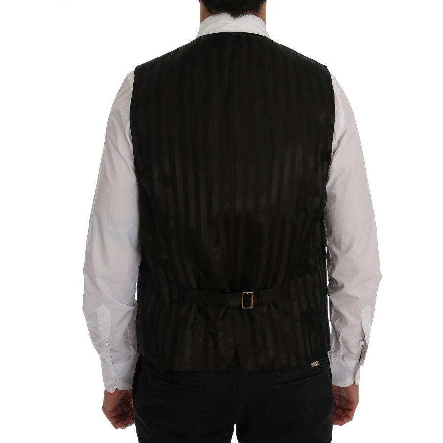 Dolce & Gabbana Elegant Striped Gray Wool Blend Waistcoat Vest Dolce & Gabbana