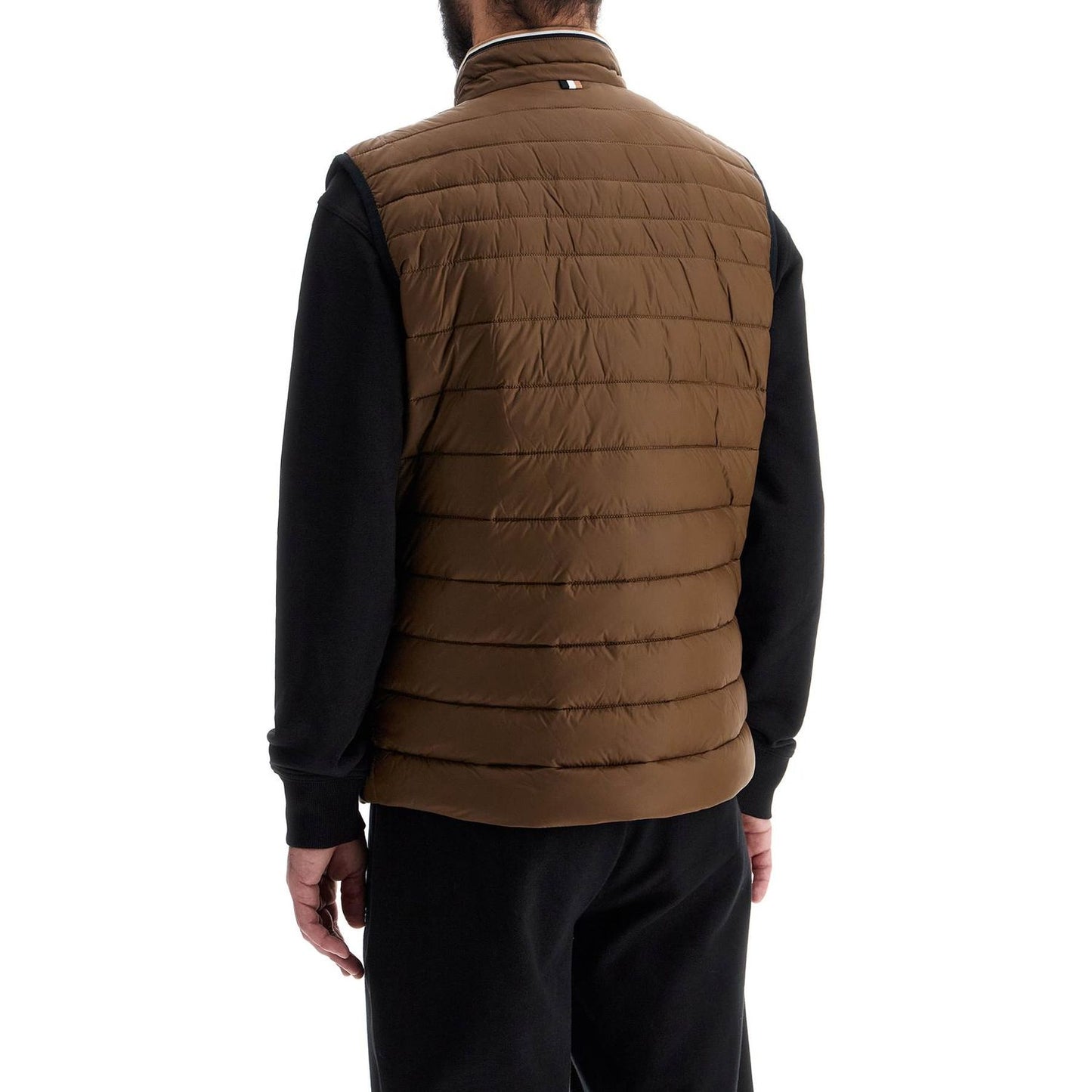 Boss gilet trapuntato verde in poliestere riciclato con zip Jackets Boss