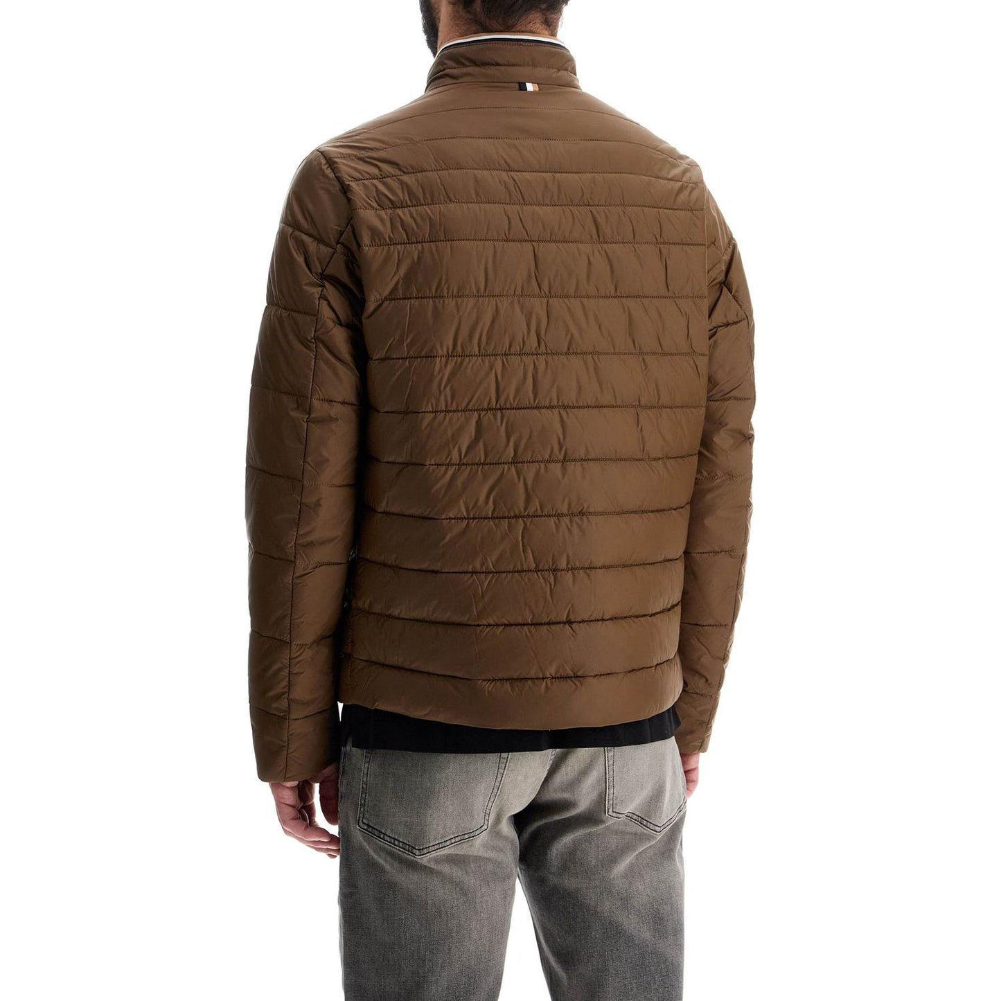 Boss green striped slim down jacket with high collar Jackets Boss