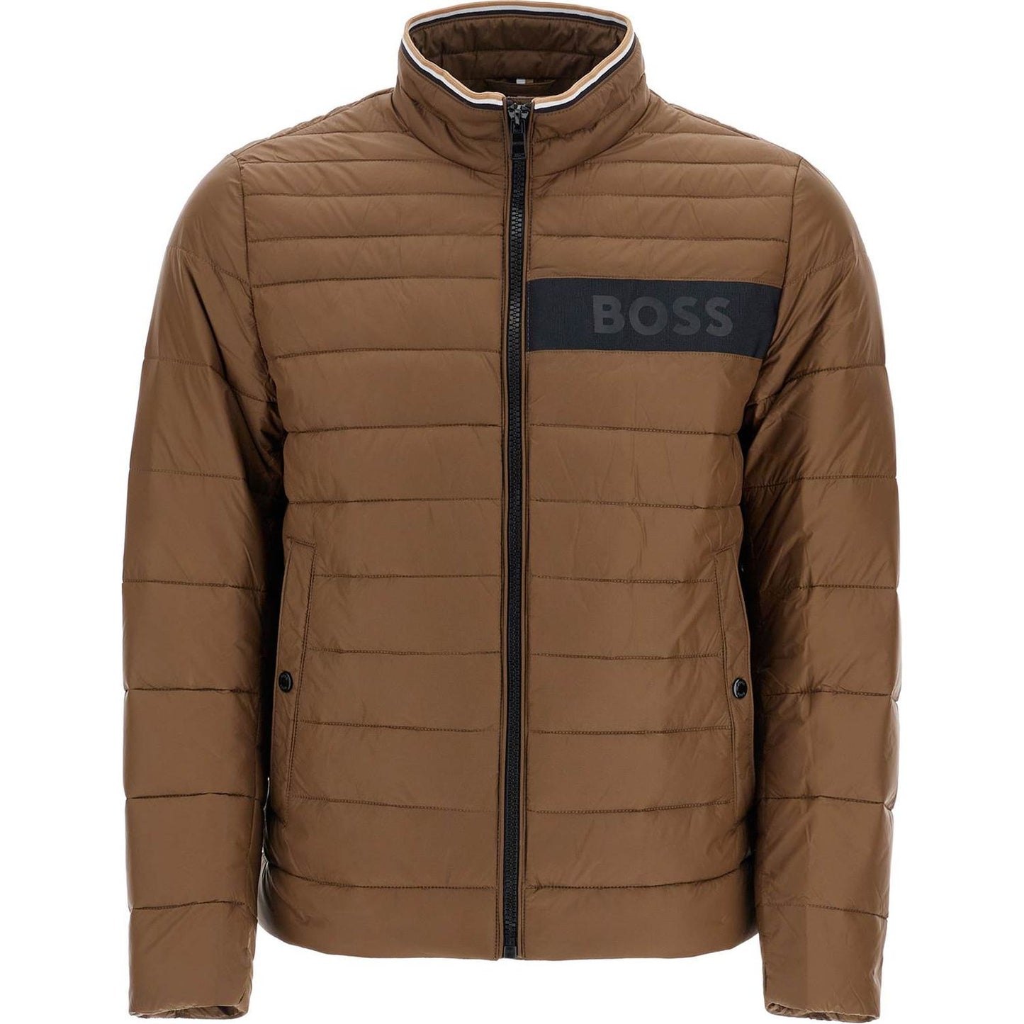 Boss green striped slim down jacket with high collar Jackets Boss